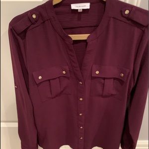 Calvin Klein burgundy button up blouse size medium, worn once